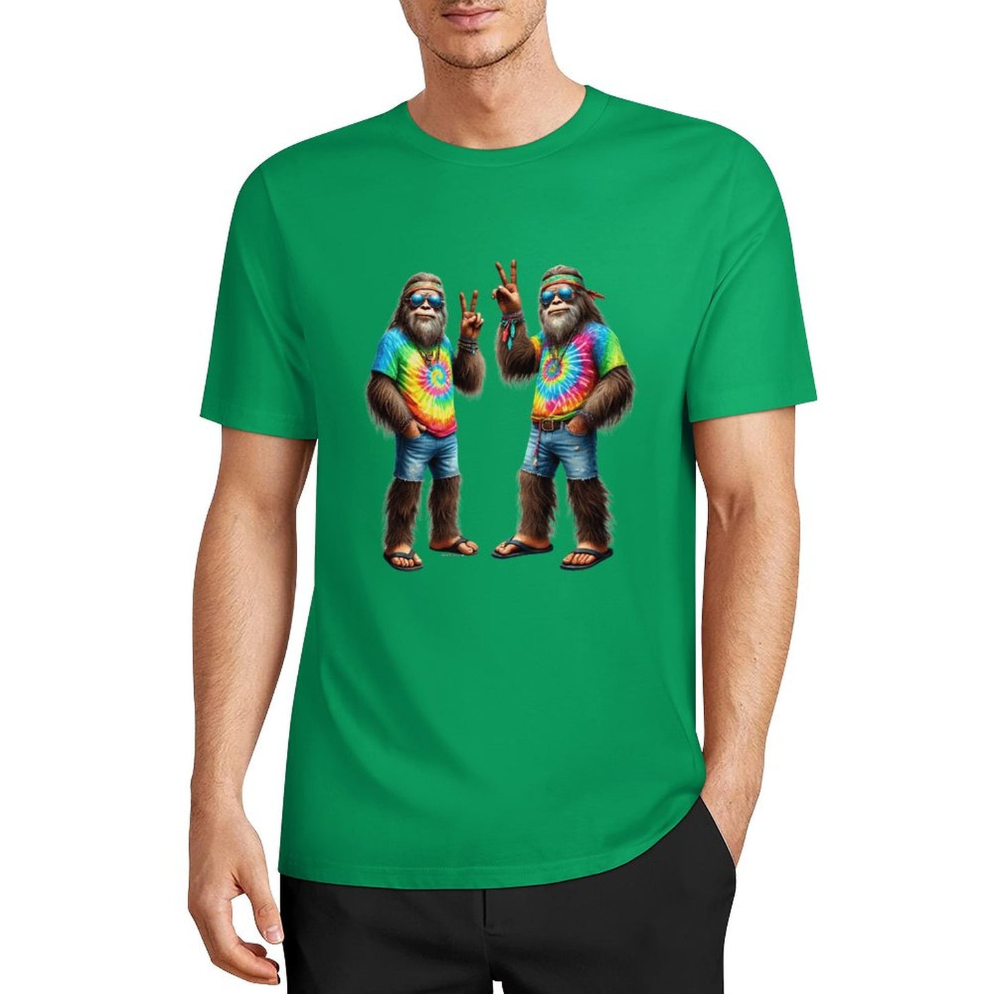 Bigfoot - Sasquatch Hippie Sasquatches Short Sleeve Cotton T-Shirt