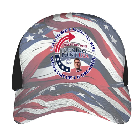 Charlie Kirk Baseball Cap, Polyester Twill