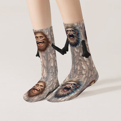 Bigfoot / Sasquatches, Magnetic Holding Hands Funny Socks