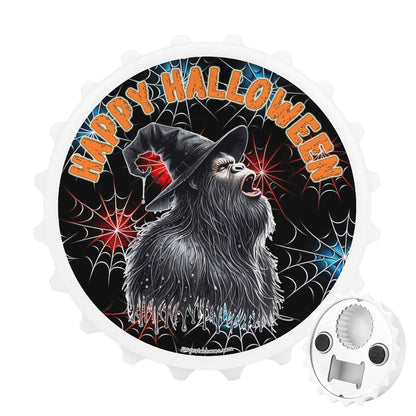 Bigfoot / Sasquatch "Happy Halloween", 3” Magnetic Can Opener / Coaster / Fridge Decor