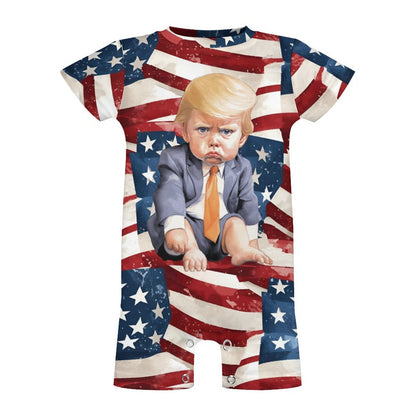 Baby Donald Trump, Faux Cotton Short Sleeve Baby Bodysuit Romper