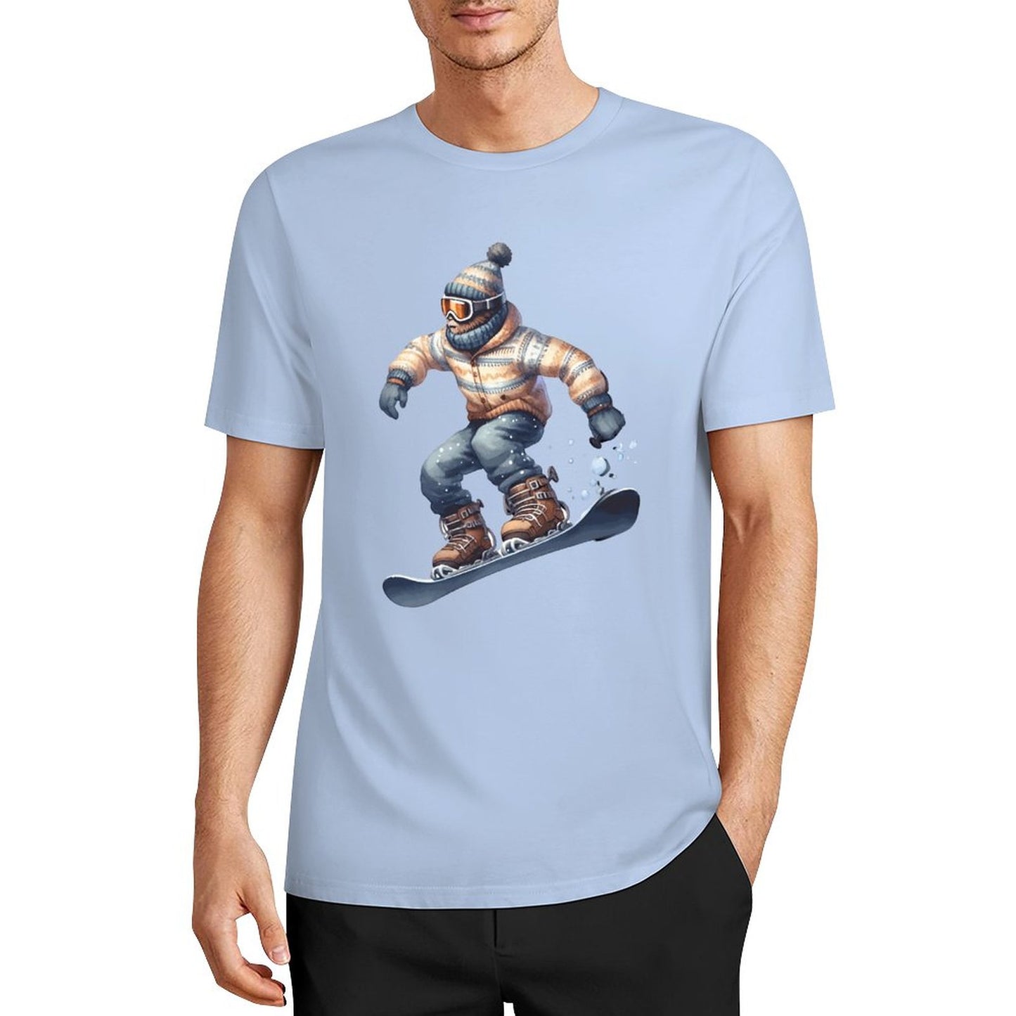 Bigfoot - Sasquatch Snowboarding Short Sleeve Cotton T-Shirt