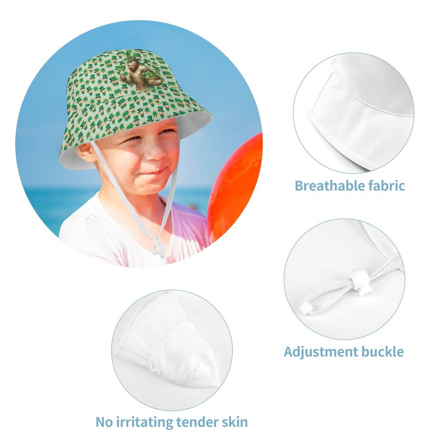 Bigfoot / Sasquatch, St Patrick, Kid’s Bucket Hat