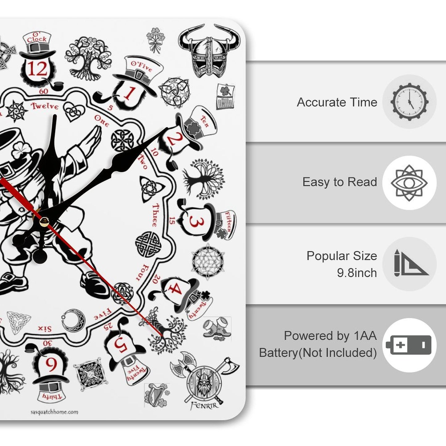 Leprechaun Dab, Square Wall Clock