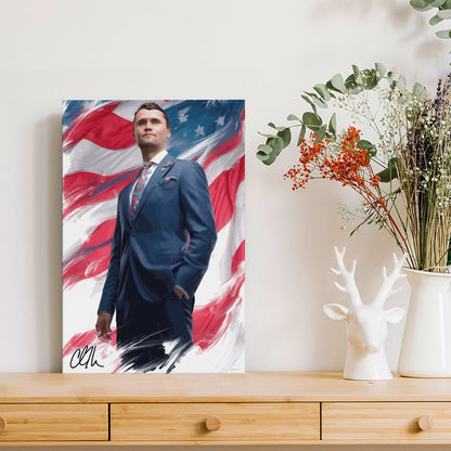 Charlie Kirk Framed Canvas Wooden Frame Wall Art Print