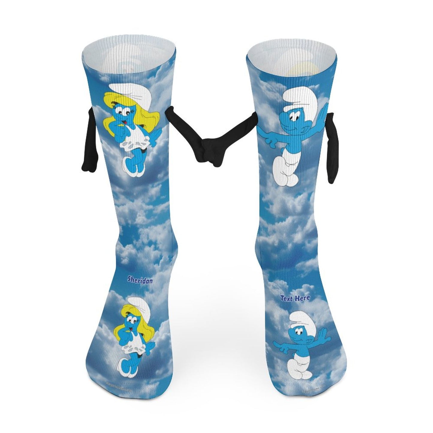Smurf Magnetic Holding Hands Funny Socks – PERSONALIZE FREE