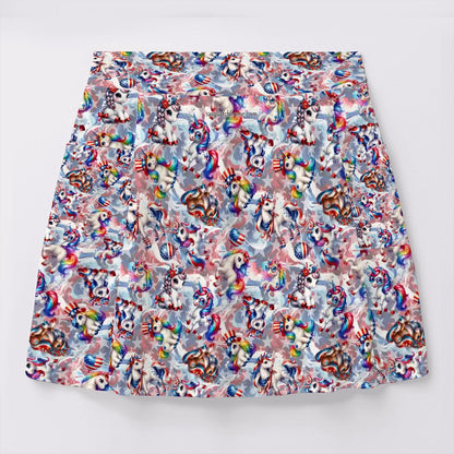 8 Patriotic Designs, Women’s Milk Silk Sports Skorts with Pockets