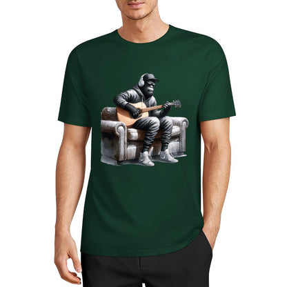 Bigfoot - Sasquatch Play Guitar Short Sleeve Cotton T-Shirt