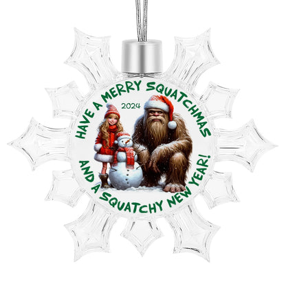 Bigfoot, Sasquatch Christmas Snowflake Decorations - "Have a Merry Squatchmas"