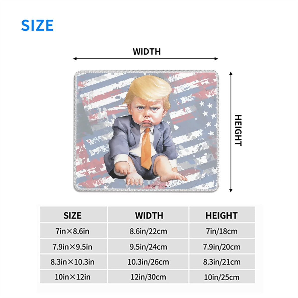 Donald Trump, Baby Trump, Mouse Pad with Rubber Lock Edge – 4 Sizes
