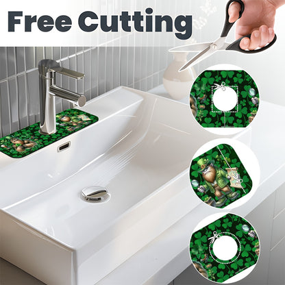 Bigfoot Sasquatch Leprechaun, St Patrick, Faucet Mat
