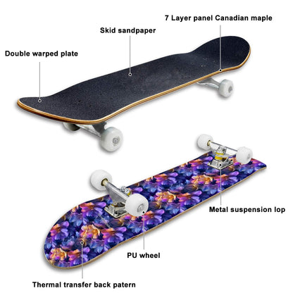 10 Flower Designs, High Density 7 Layer Skateboard, Made In USA