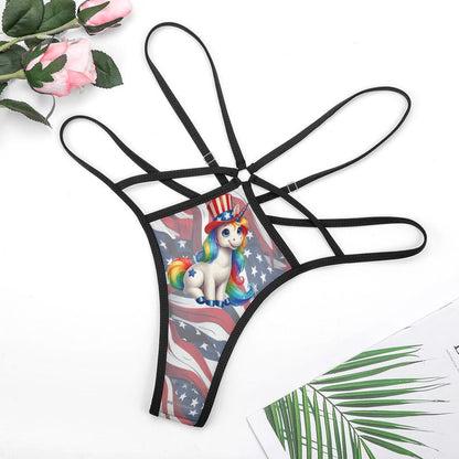Rainbow Patriot Unicorn, Sexy G String Thong for Women