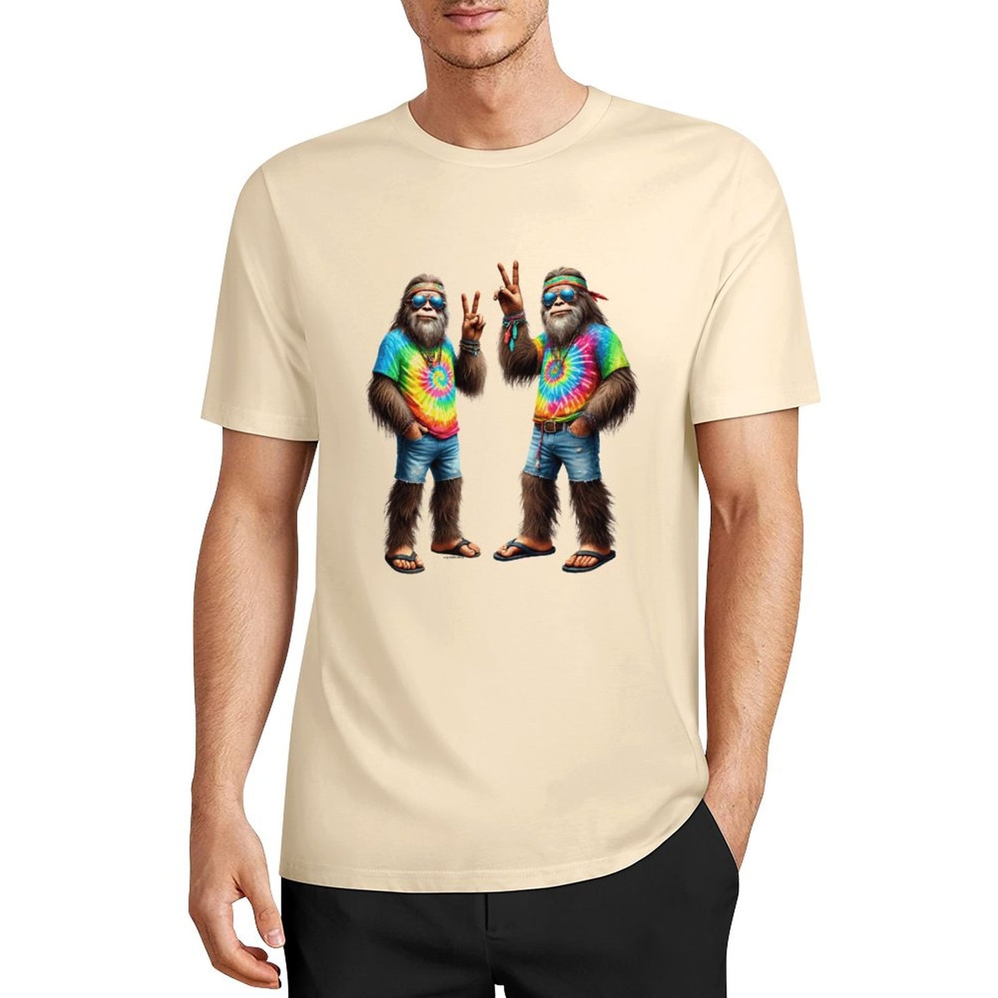 Bigfoot - Sasquatch Hippie Sasquatches Short Sleeve Cotton T-Shirt