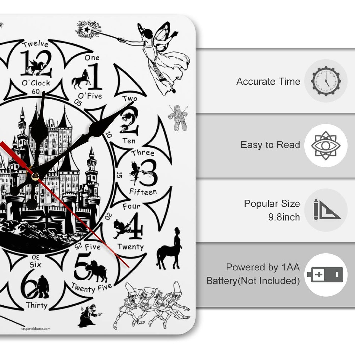 Mythical Creatures Square Wall Clock