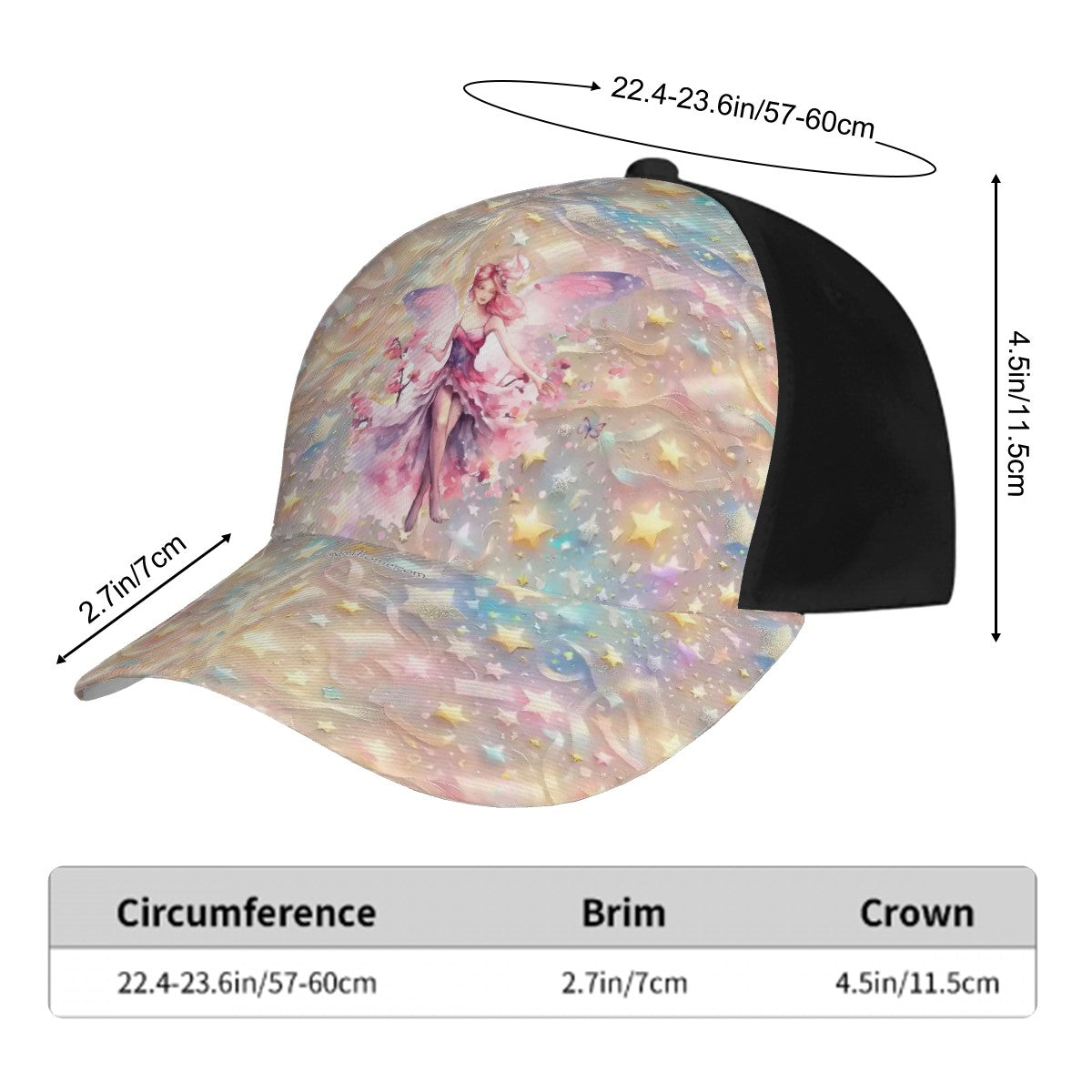 Fairy on Confetti, Baseball Cap, hat, Polyester Twill
