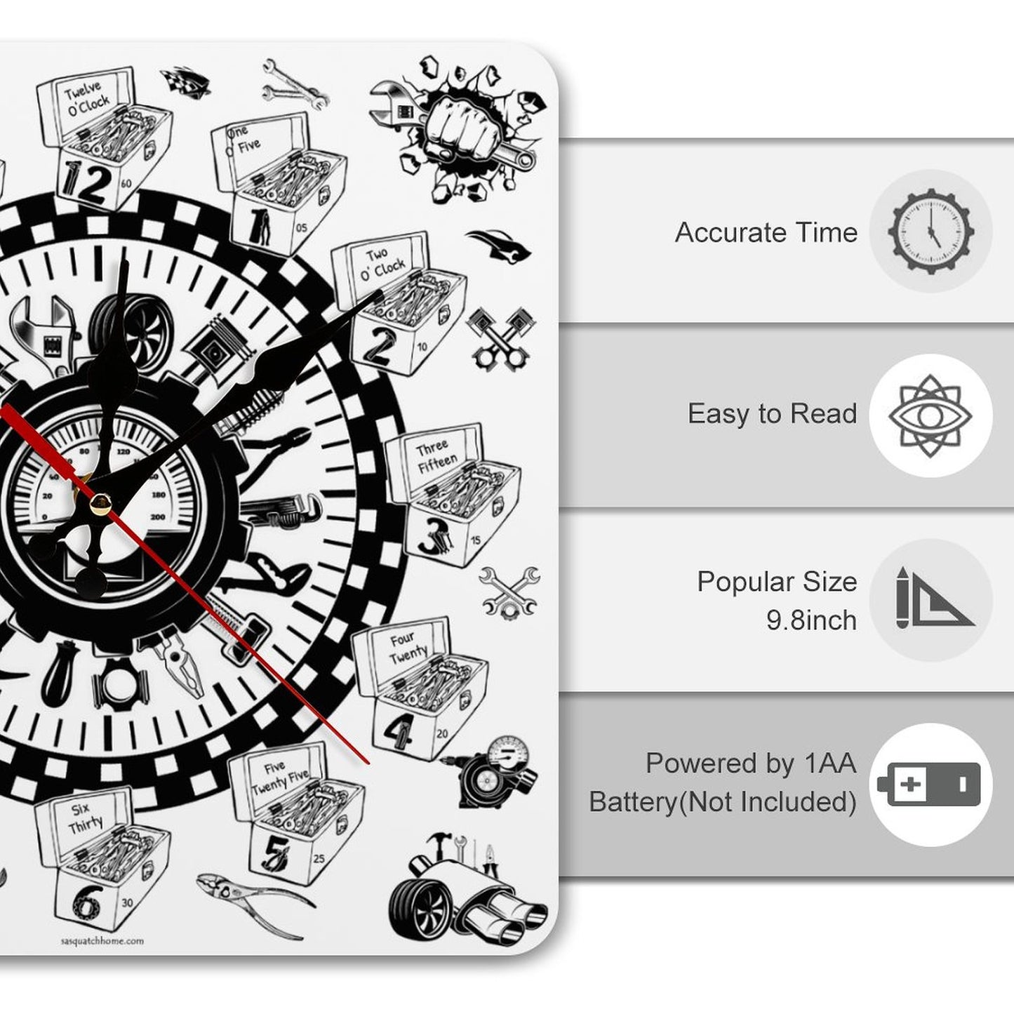 Auto Mechanic Square Wall Clock