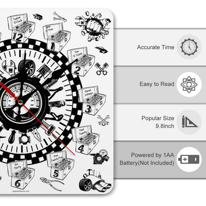 Auto Mechanic Square Wall Clock