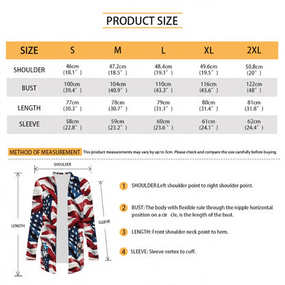US Flag, Women's Long-Sleeved Cardigan