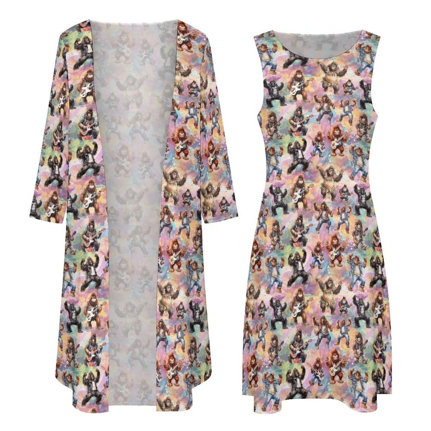 10 Bigfoot Designs, Women’s Long Dress with Cardigan