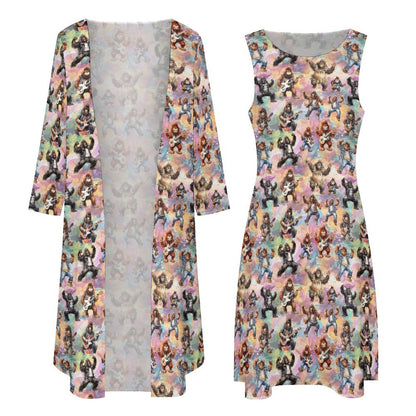 10 Bigfoot Designs, Women’s Long Dress with Cardigan