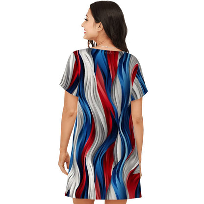 Patriot Kitty, Women’s Loose Fit Short Sleeve Night Gown