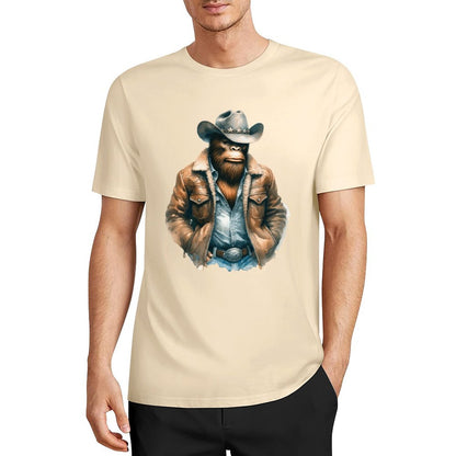 Bigfoot - Sasquatch Cowboy Short Sleeve Cotton T-Shirt