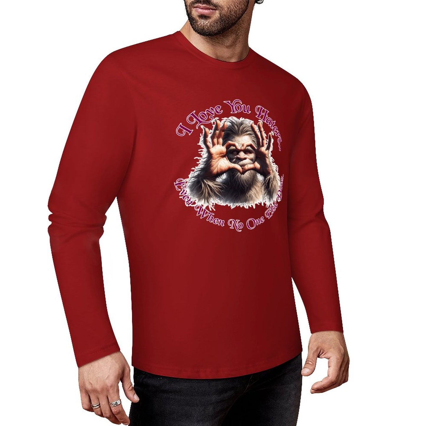 Bigfoot - Sasquatch "I love you.", Cotton Unisex Long Sleeve T-shirt