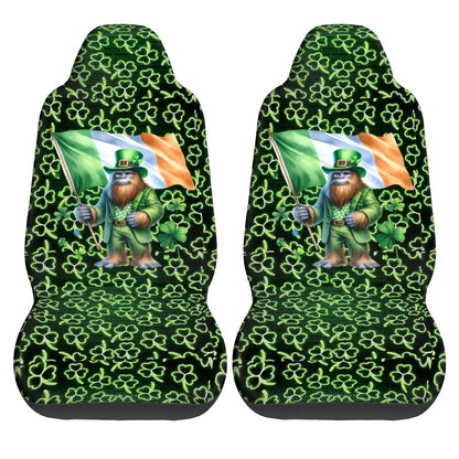 St Patrick Bigfoot / Sasquatch, Set of 2 Front Auto Seat Cover