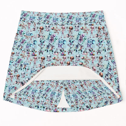 6 Alien Designs, Women's Milk Silk Sports Skorts with Pockets