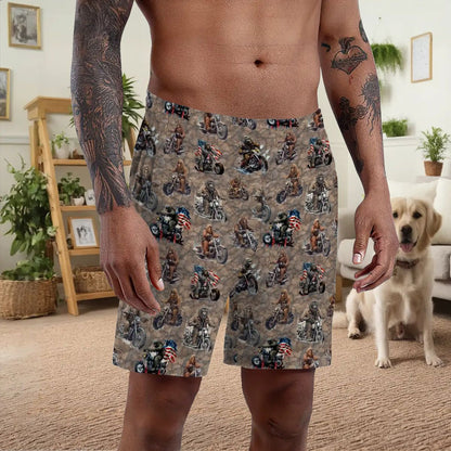 10 Bigfoot / Sasquatch Designs, Men’s Polyester, pocketed, pajama Shorts