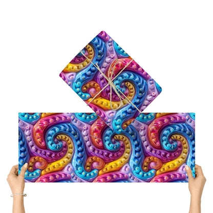 Psychedelic Design, 3 Pack Gift Wrapping Paper Sheets