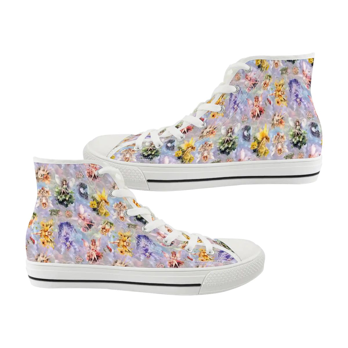 6 Fairy Designs, Women's High Top Canvas Shoes