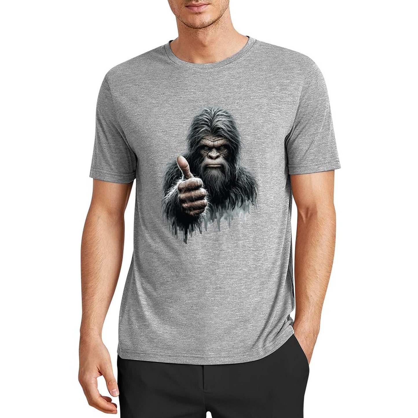 Bigfoot - Sasquatch Thumbs Up Short Sleeve Cotton T-Shirt