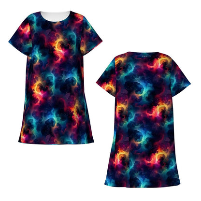 12 BEAUTIFUL Outer Space Designs, Women’s Loose Fit Short Sleeve Night Gown