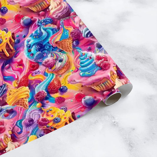 Psychedelic Cupcakes,3 Pack Gift Wrapping Paper Sheets