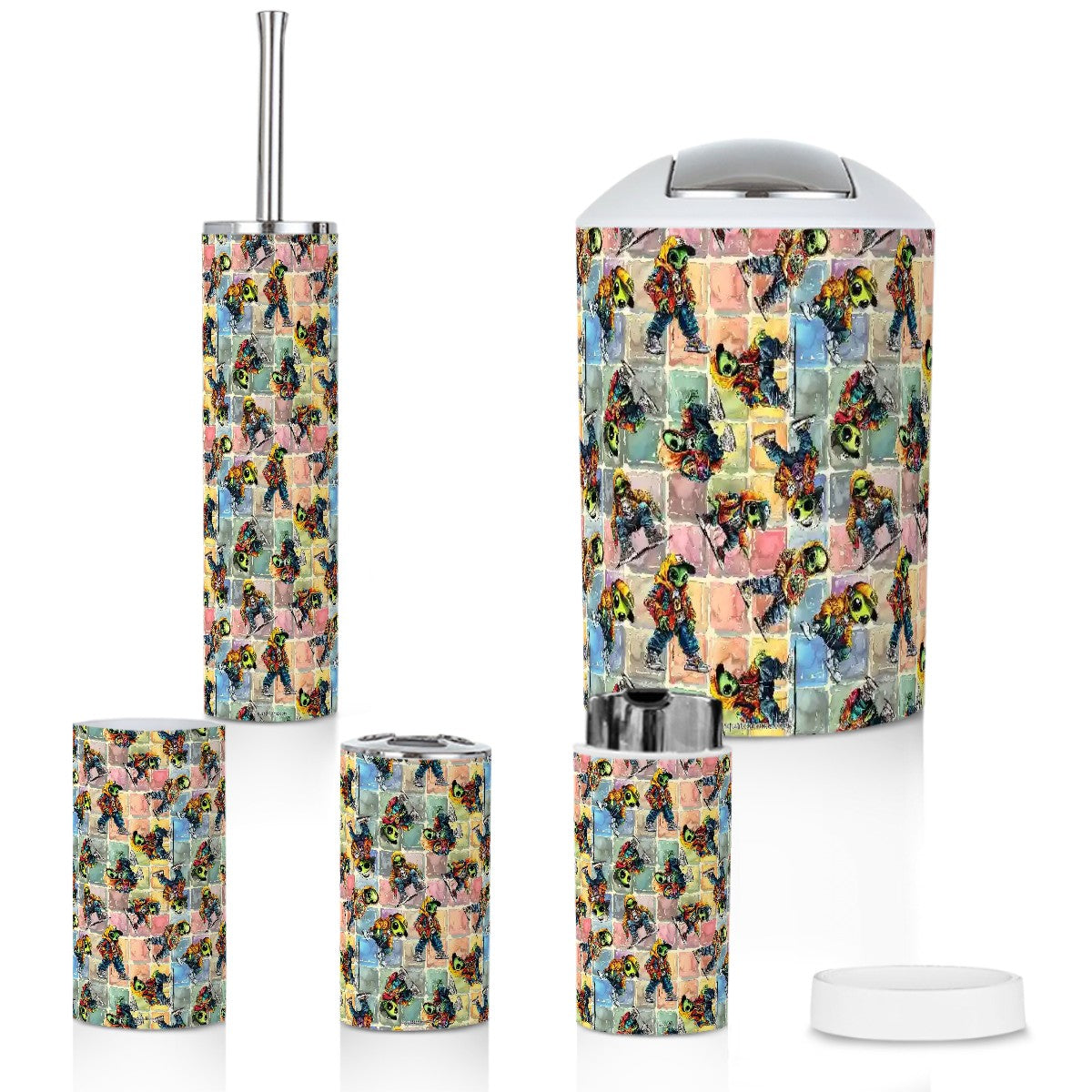 6 Alien Designs, 5 Piece Bathroom Décor Set