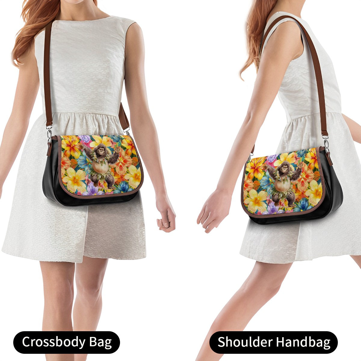 Bigfoot / Sasquatch Hawaiian Dance, Leather Shoulder Bag / Purse