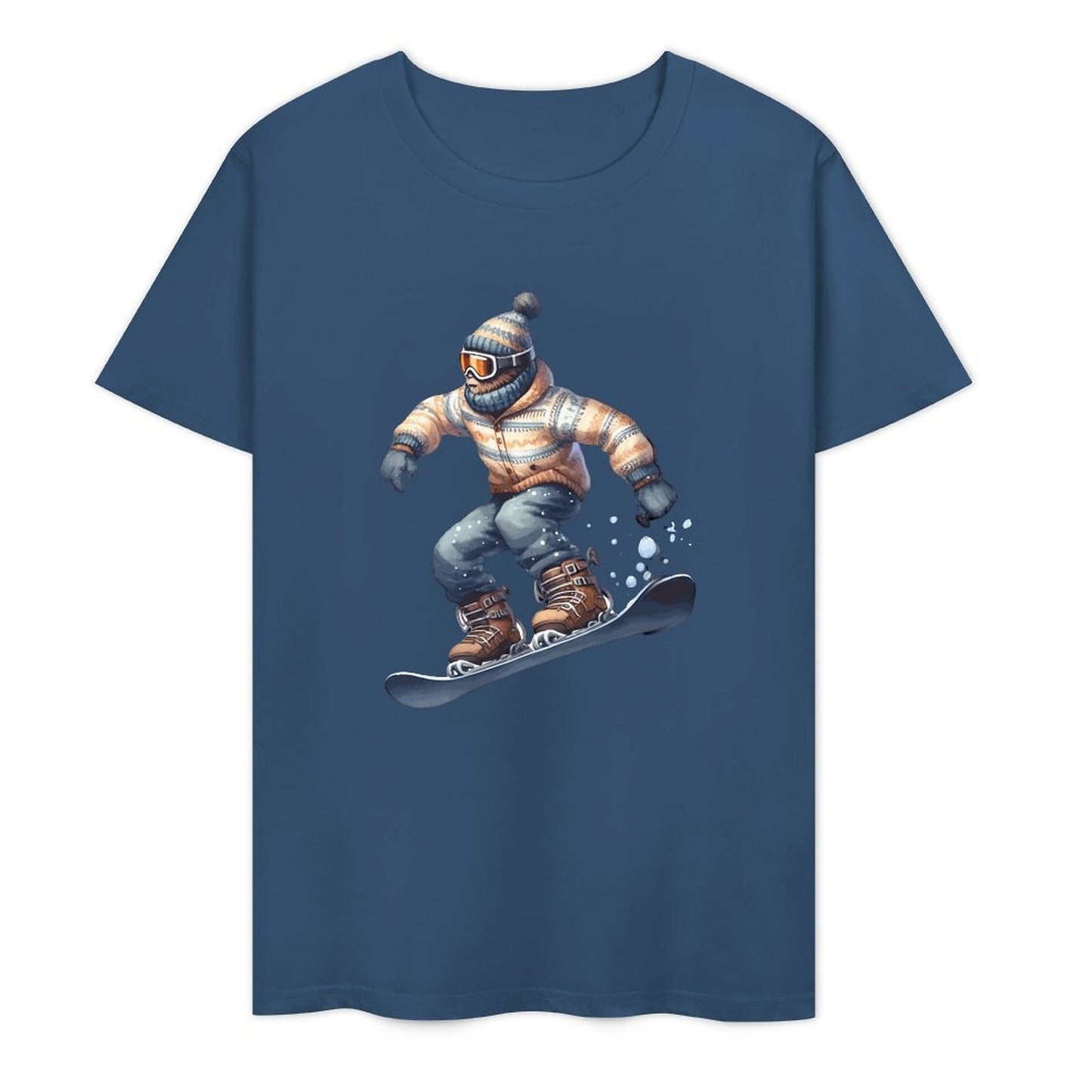 Bigfoot - Sasquatch Snowboarding Short Sleeve Cotton T-Shirt