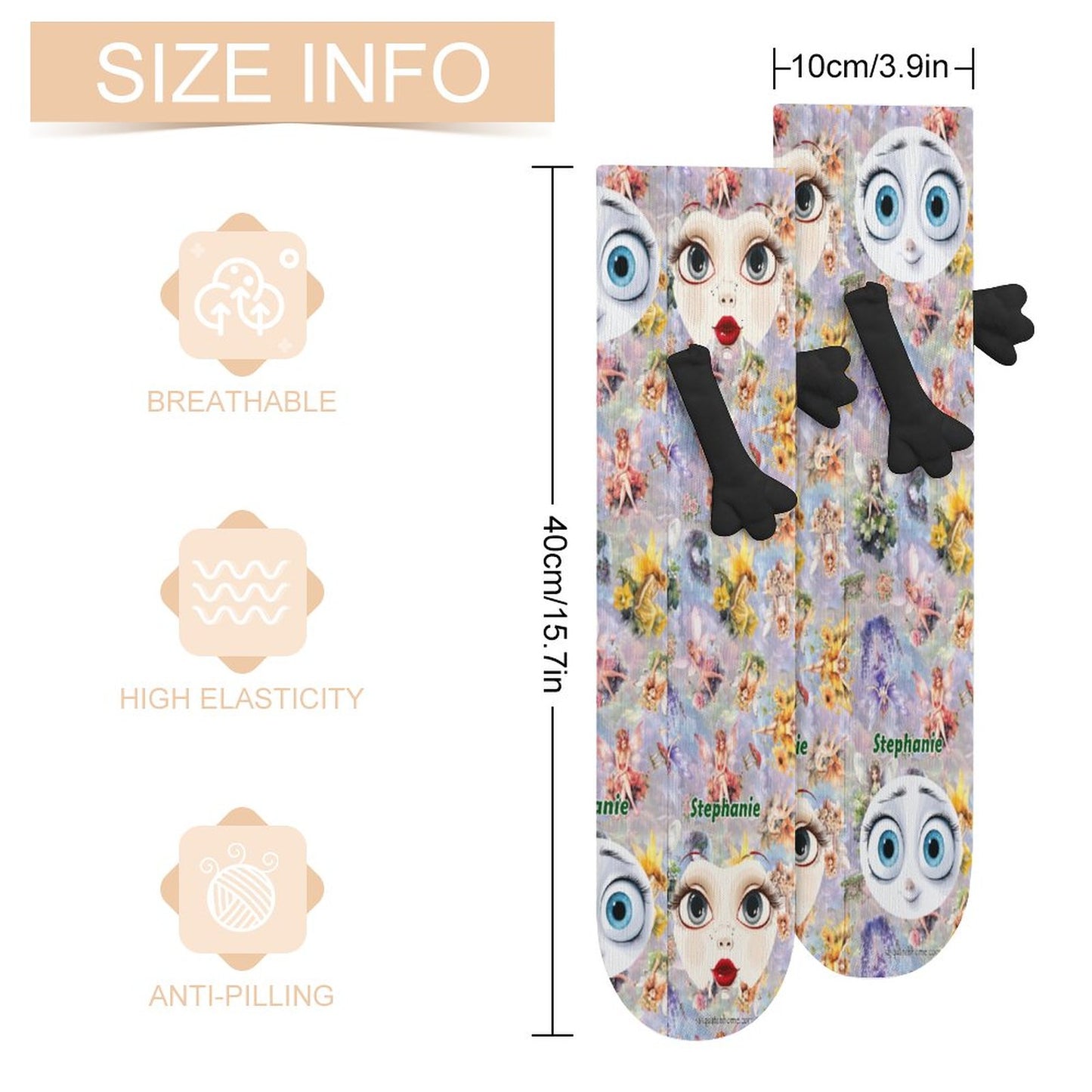 Girl Faces, Magnetic Holding Hands Funny Socks – PERSONALIZE FREE