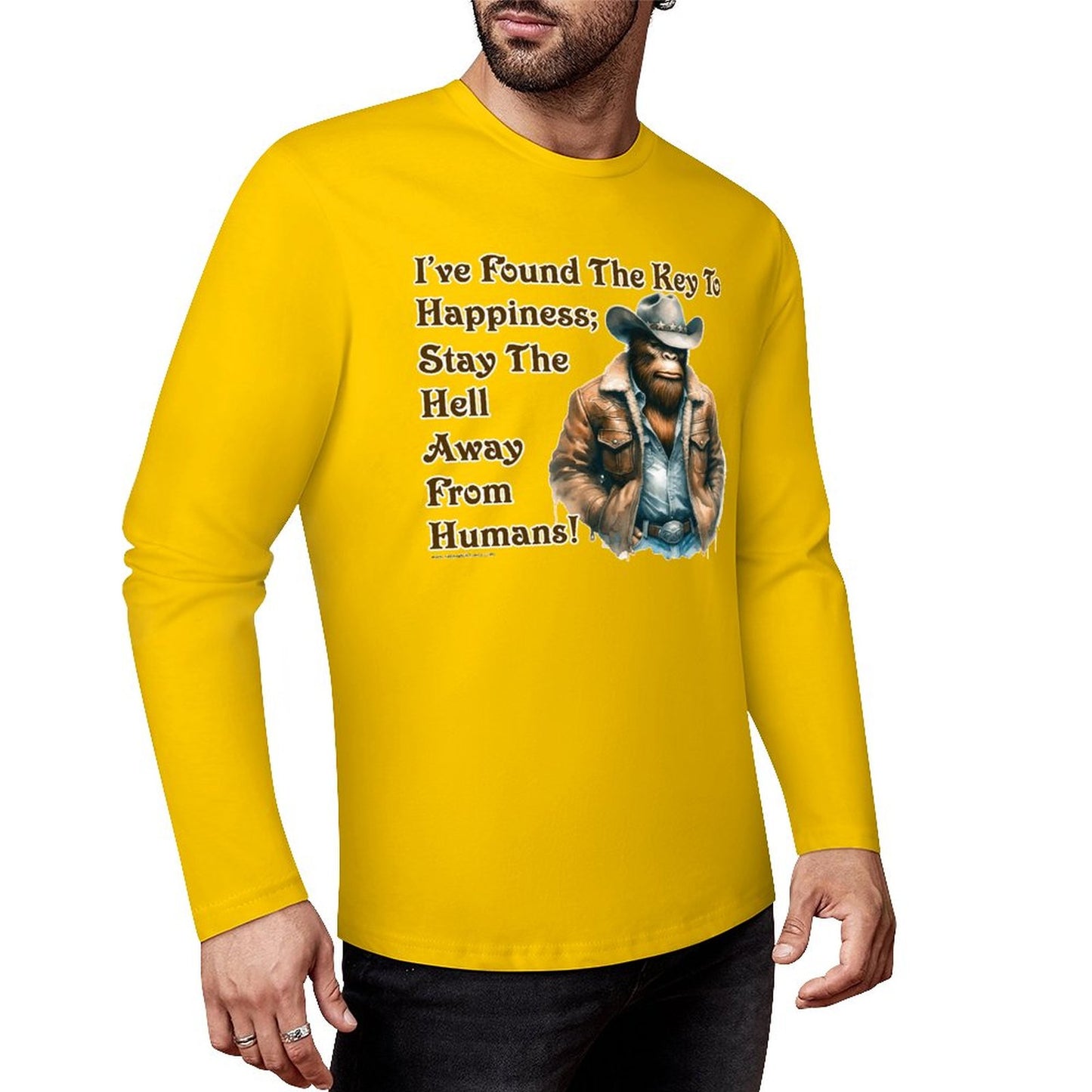 Cowboy Bigfoot / Sasquatch, "I found the key...", Cotton Unisex Long Sleeve T-shirt