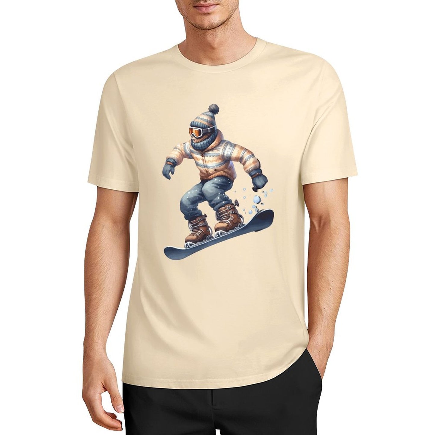 Bigfoot - Sasquatch Snowboarding Short Sleeve Cotton T-Shirt