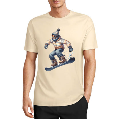 Bigfoot - Sasquatch Snowboarding Short Sleeve Cotton T-Shirt