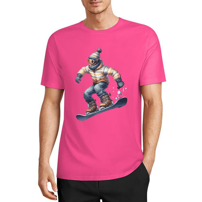 Bigfoot - Sasquatch Snowboarding Short Sleeve Cotton T-Shirt