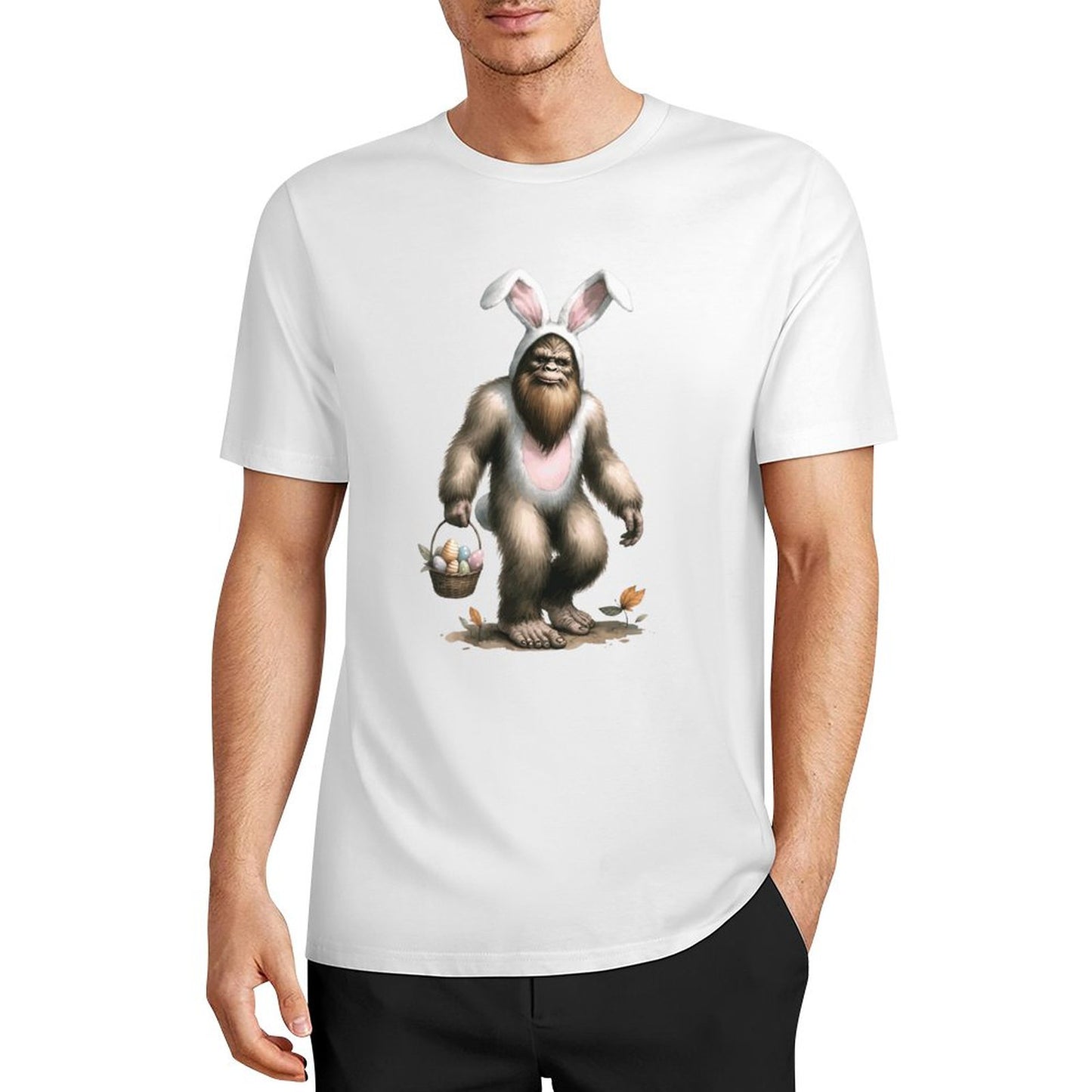 Bigfoot - Sasquatch Easter Bunny Short Sleeve Cotton T-Shirt