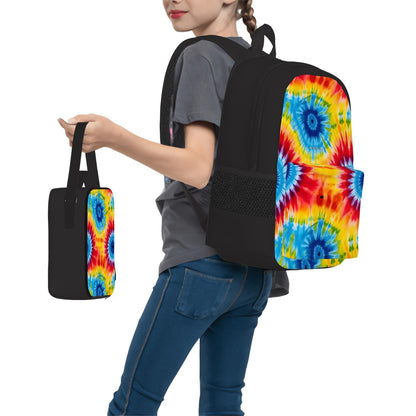 19 Tie Dye Designs, 3 Piece Bag Set – Oxford Backpack, Lunch Bag, Pencil Pouch