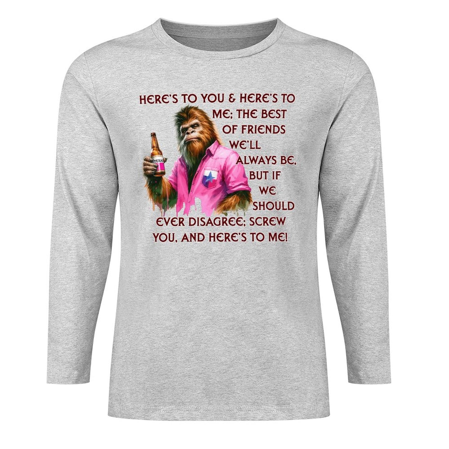Bigfoot - Sasquatch "Here's To You..",  Cotton Unisex Long Sleeve T-shirt