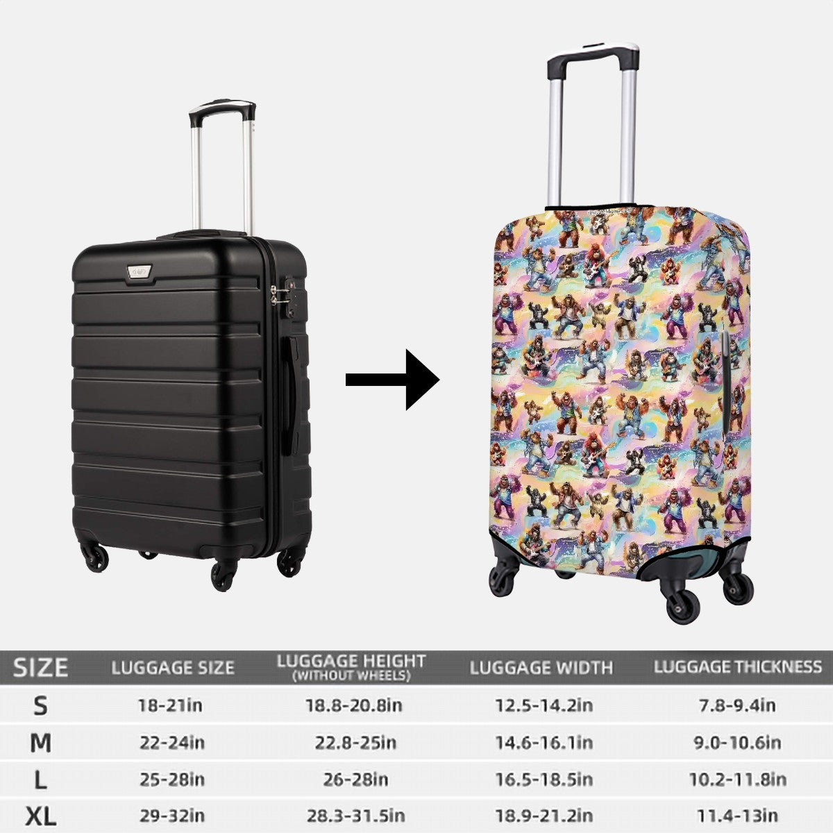 Groovy Sasquatch Bigfoot Polyester Luggage Cover / Protector (With Belt)