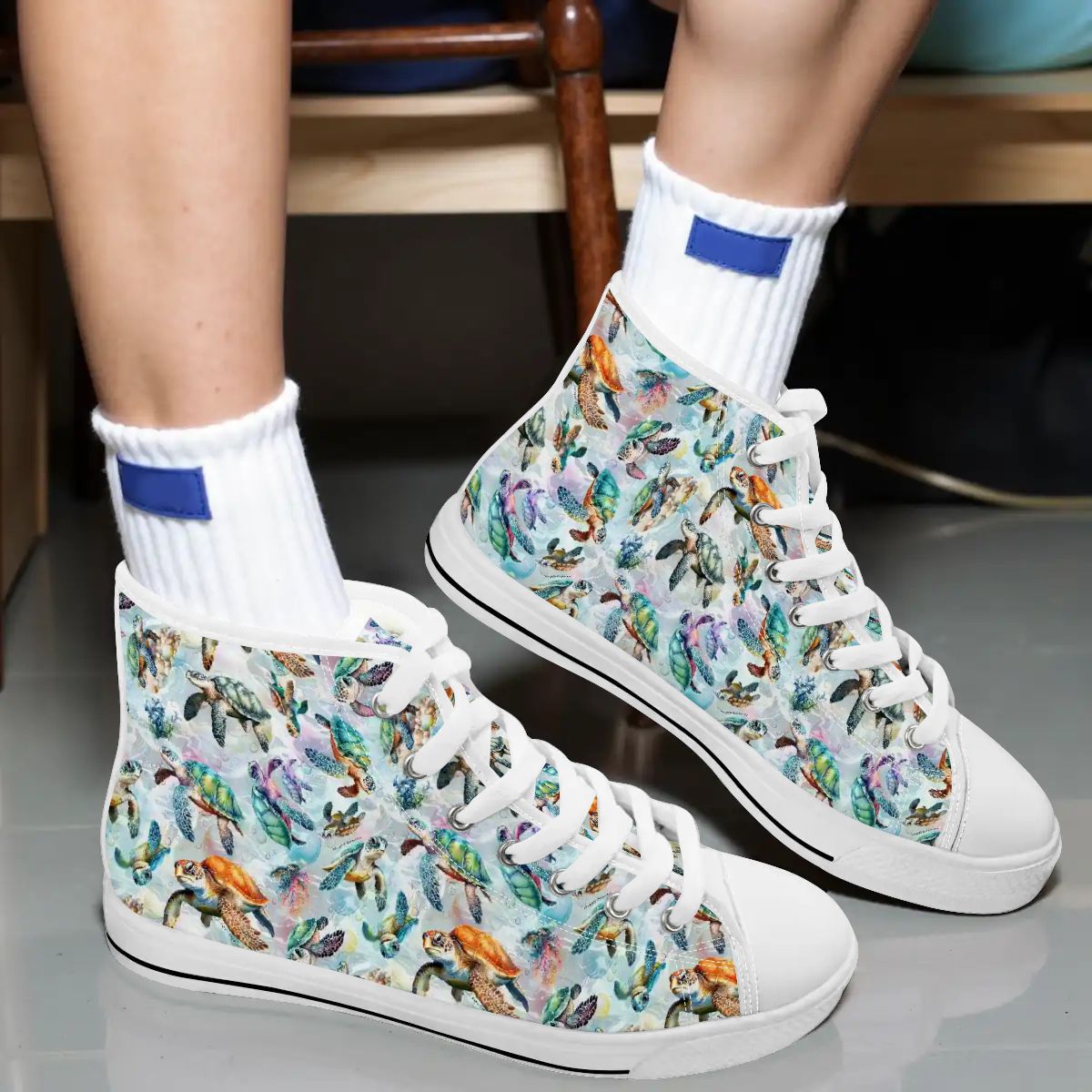 10 Animal Designs, Women's High Top Canvas Shoes Customized Tongue