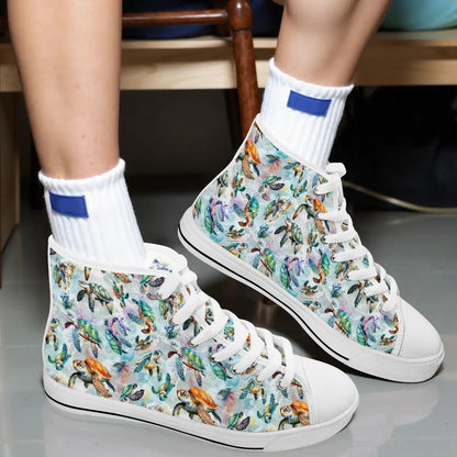 10 Animal Designs, Women's High Top Canvas Shoes Customized Tongue